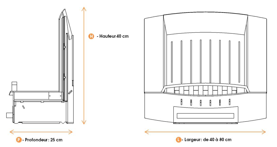 Dimensions Modèle M 250